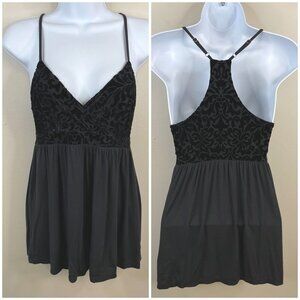 Hollister Y2K Babydoll Whimsigoth Fairy Tank Top Sz S Black Velvet Burnout Cami
